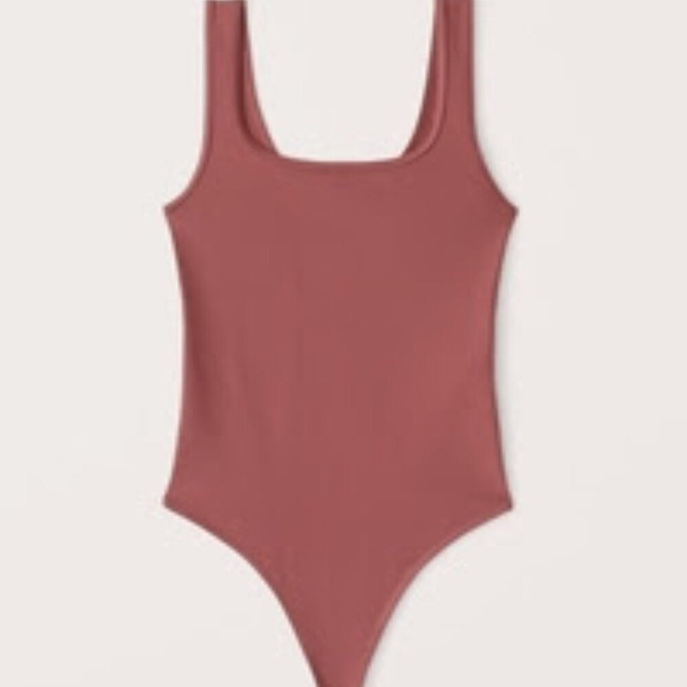 Abercrombie & Fitch Seamless Fabric Tank Bodysuit - Rust Red - S